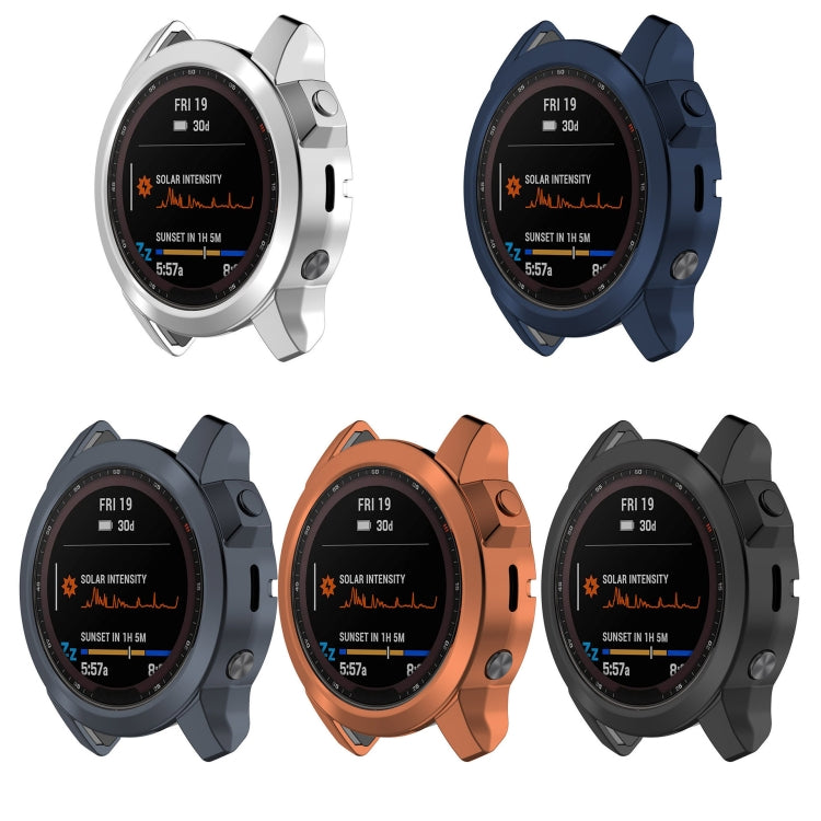 For Garmin Fenix 7 Pro Half Package Electroplated TPU Watch Protective Case(Blue) - Watch Cases by PMC TechLife | Online Shopping South Africa | PMC TechLife