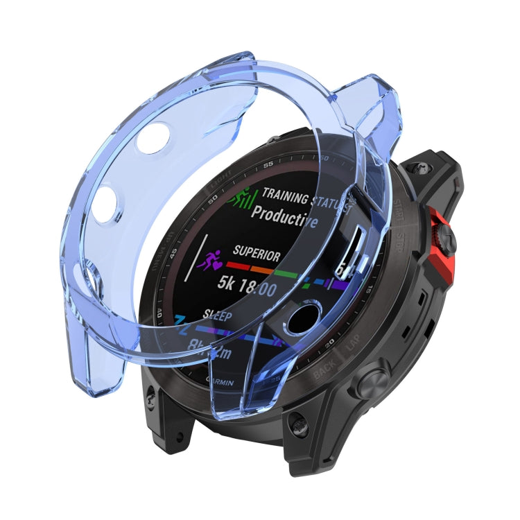 For Garmin Fenix 7X Pro Half-Package TPU Watch Protective Case(Transparent Blue) - Watch Cases by PMC TechLife | Online Shopping South Africa | PMC TechLife | Buy Now Pay Later Mobicred