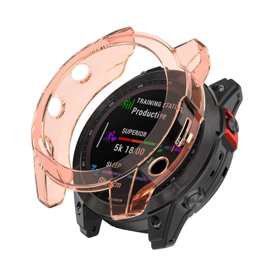 For Garmin Fenix 7S Pro Half-Package TPU Watch Protective Case(Transparent Orange) - Watch Cases by PMC Jewellery | Online Shopping South Africa | PMC Jewellery | Buy Now Pay Later Mobicred