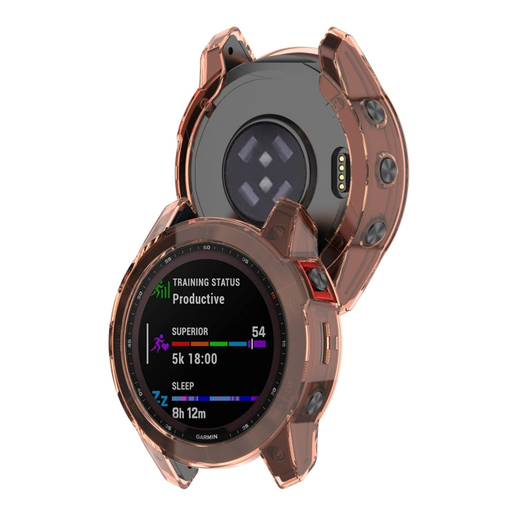 For Garmin Fenix 7S Pro Half-Package TPU Watch Protective Case(Transparent Orange) - Watch Cases by PMC TechLife | Online Shopping South Africa | PMC TechLife | Buy Now Pay Later Mobicred