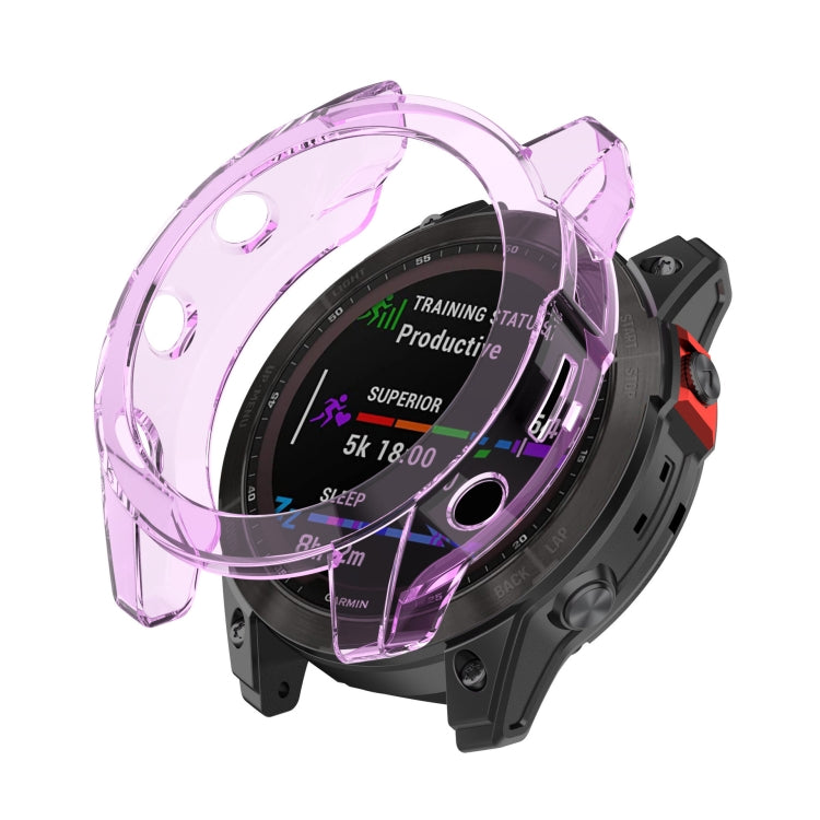For Garmin Fenix 7S Pro Half-Package TPU Watch Protective Case(Transparent Purple) - Watch Cases by PMC TechLife | Online Shopping South Africa | PMC TechLife | Buy Now Pay Later Mobicred