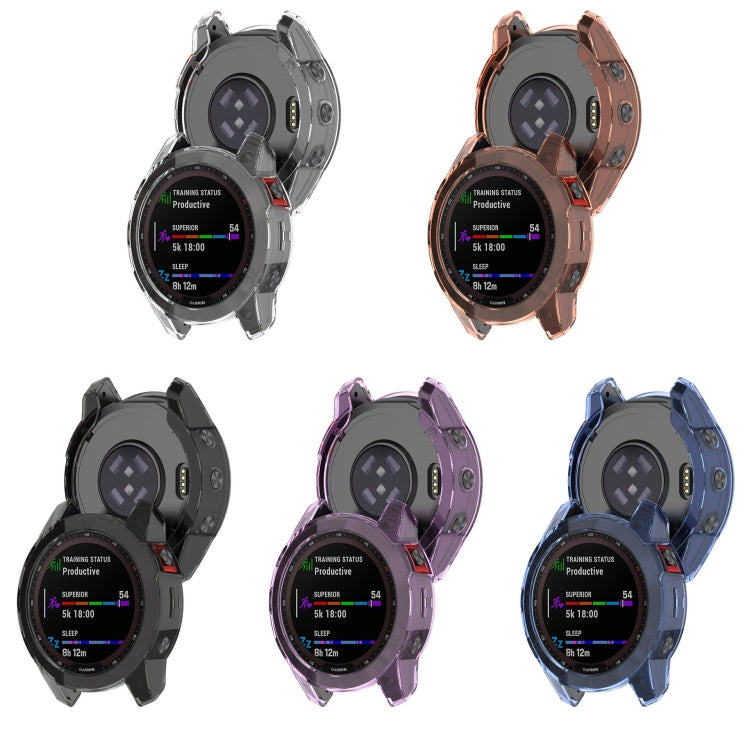 For Garmin Fenix 7S Pro Half-Package TPU Watch Protective Case(Transparent Orange) - Watch Cases by PMC TechLife | Online Shopping South Africa | PMC TechLife | Buy Now Pay Later Mobicred