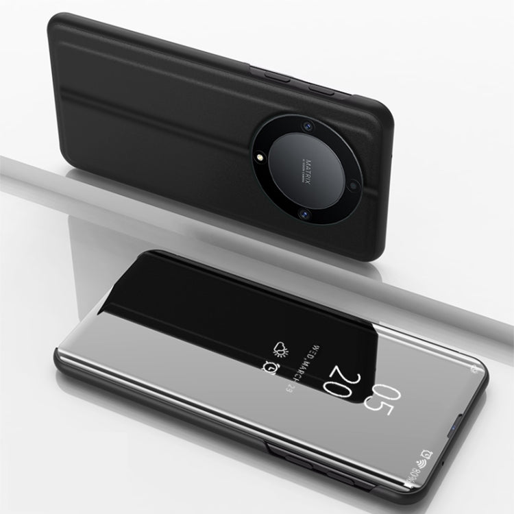 For Honor X9b Plated Mirror Horizontal Flip Leather Phone Case with Holder(Black) - Honor Cases by PMC TechLife | Online Shopping South Africa | PMC TechLife