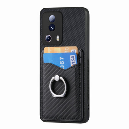 For Xiaomi Redmi Note 12 5G Carbon Fiber Card Wallet Ring Holder Phone Case(Black) - Xiaomi Cases by PMC Jewellery | Online Shopping South Africa | PMC Jewellery | Buy Now Pay Later Mobicred