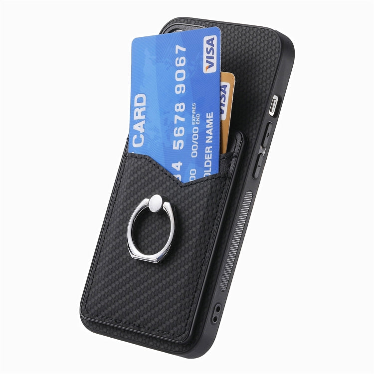 For Xiaomi Redmi Note 12 5G Carbon Fiber Card Wallet Ring Holder Phone Case(Black) - Xiaomi Cases by PMC Jewellery | Online Shopping South Africa | PMC Jewellery | Buy Now Pay Later Mobicred