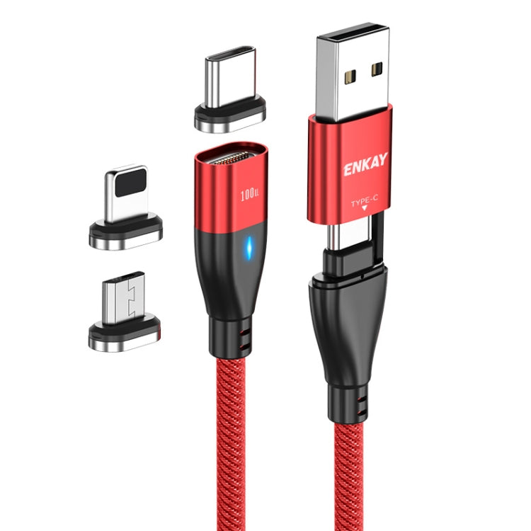 ENKAY 6-in-1 PD100W USB-A / Type-C to Type-C / 8 Pin / Micro USB Magnetic Fast Charging Cable, Cable Length:2m(Red) - Charging Cable & Head by ENKAY | Online Shopping South Africa | PMC Jewellery | Buy Now Pay Later Mobicred