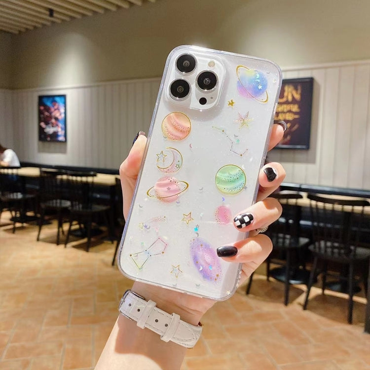 For iPhone 16 Plus Cosmic Star Glitter Epoxy TPU Phone Case(Transparent) - iPhone 16 Plus Cases by PMC TechLife | Online Shopping South Africa | PMC TechLife | Buy Now Pay Later Mobicred