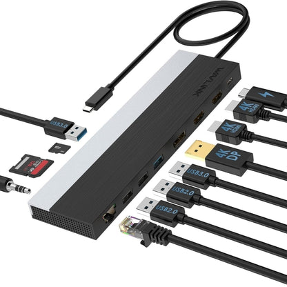 Wavlink UMD08 DisplayPort 12 in 1 Type-C Triple Display Docking Station - USB HUB by WAVLINK | Online Shopping South Africa | PMC Jewellery | Buy Now Pay Later Mobicred