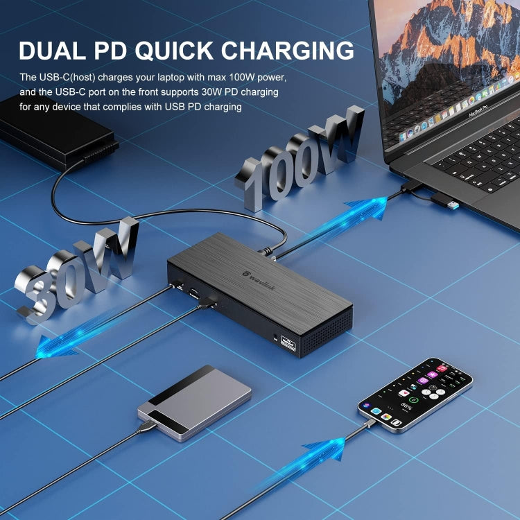 Wavlink UG69PD8 100W PD 18 in 1 Type-C Dock Compatible Type-C Universal Docking Station, Plug:UK Plug - free shipping - PMc TechLife - Order now!