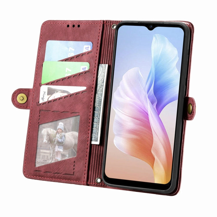 For DOOGEE X98 Pro / X98 Geometric Zipper Wallet Side Buckle Leather Phone Case(Red) - Doogee Cases by PMC TechLife | Online Shopping South Africa | PMC TechLife | Buy Now Pay Later Mobicred