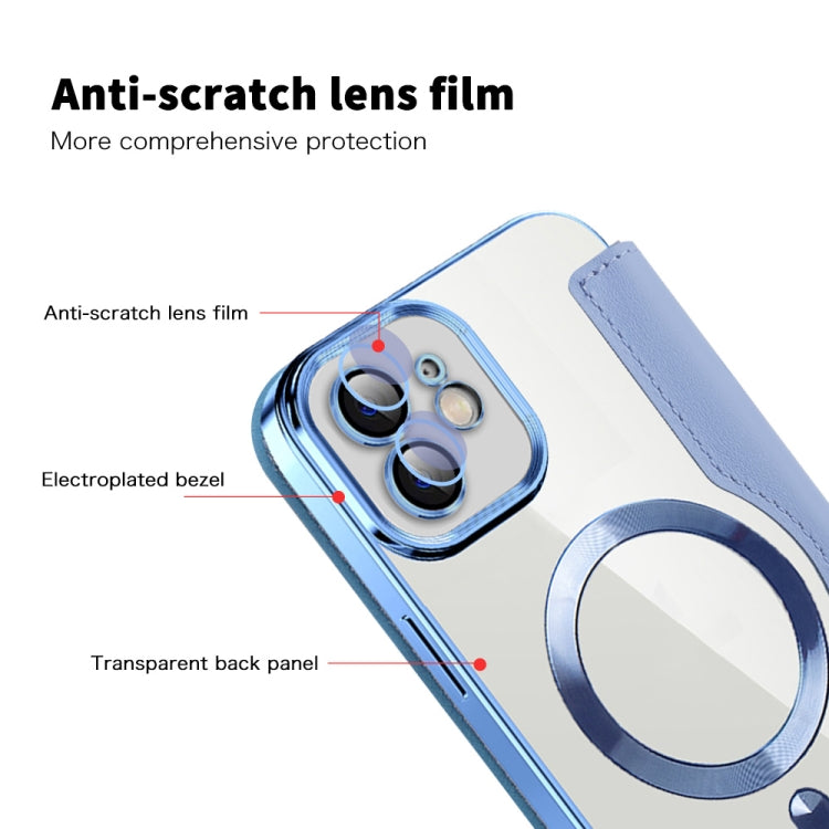 For iPhone 16e Shield Magsafe RFID Anti-theft Rhombus Leather Phone Case(Blue) - iPhone 16e Cases by PMC TechLife | Online Shopping South Africa | PMC TechLife | Buy Now Pay Later Mobicred