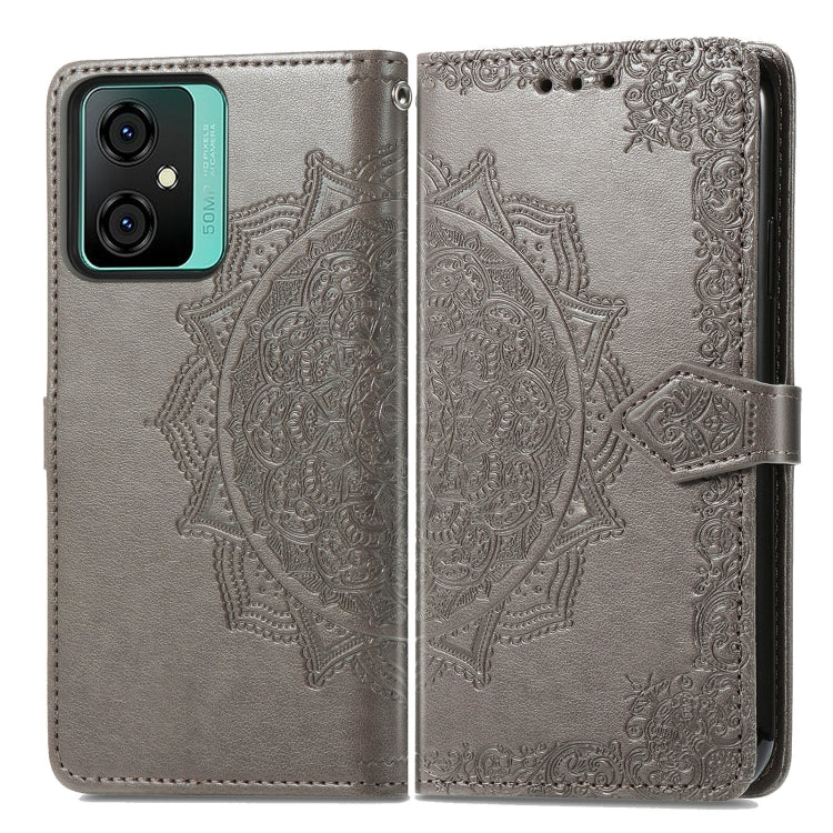 For Blackview C70 Mandala Flower Embossed Leather Phone Case(Gray) - More Brand by PMC Jewellery | Online Shopping South Africa | PMC Jewellery