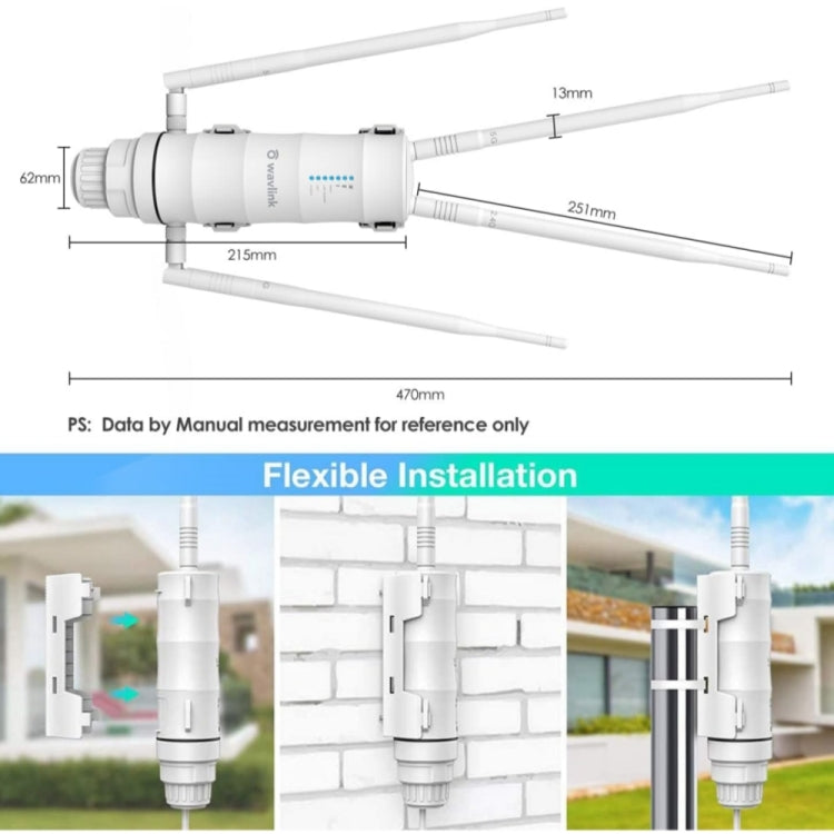 WAVLINK WN572HP3 AC1200 Dual Band Weatherproof Wireless Router Outdoor WiFi Extender, Plug:US Plug - Wireless Routers by WAVLINK | Online Shopping South Africa | PMC Jewellery | Buy Now Pay Later Mobicred