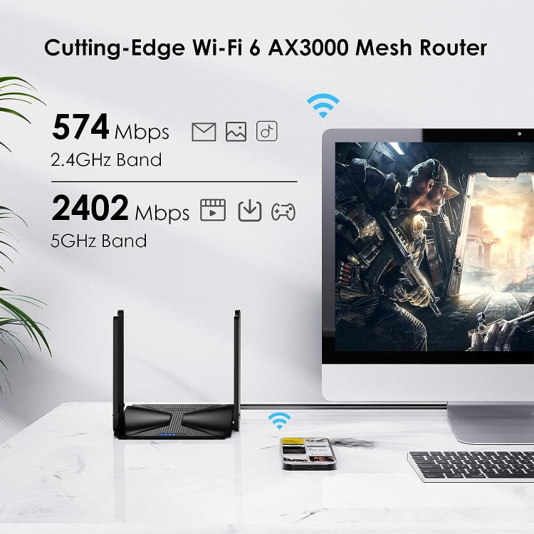 WAVLINK WN586X3 Wireless Gigabit Ethernet Router Wi-Fi 6 AX3000 Mesh Router Dual Band, Plug:US Plug - Wireless Routers by WAVLINK | Online Shopping South Africa | PMC Jewellery | Buy Now Pay Later Mobicred