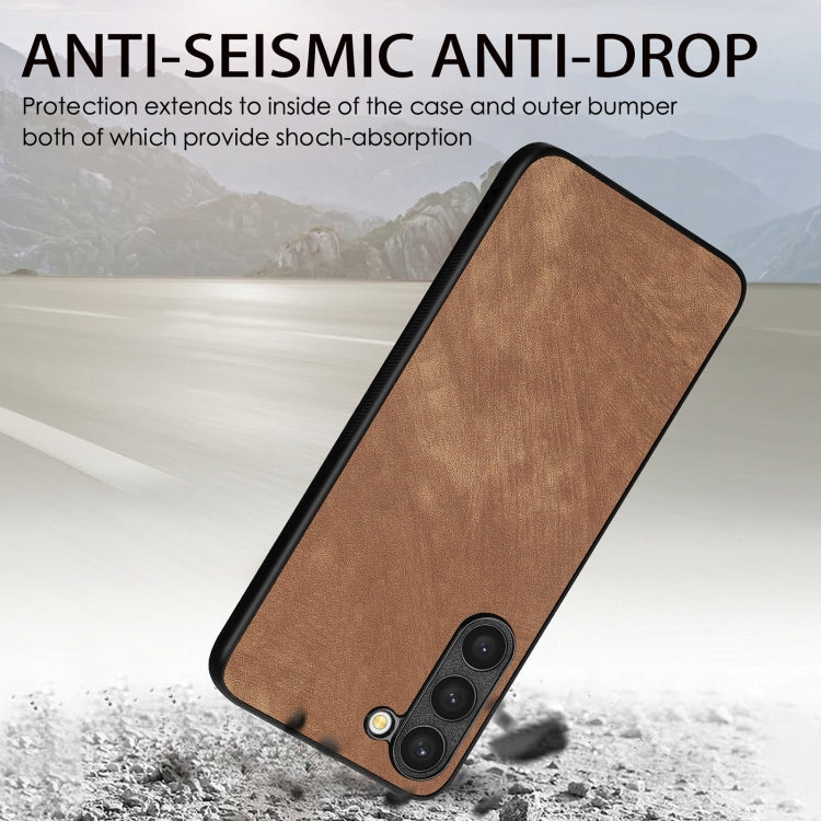 For Samsung Galaxy S25 5G Vintage Leather PC Back Cover Phone Case(Brown) - Galaxy S25 5G Cases by PMC Jewellery | Online Shopping South Africa | PMC Jewellery | Buy Now Pay Later Mobicred