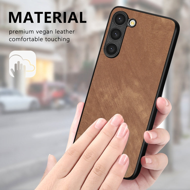 For Samsung Galaxy S25 5G Vintage Leather PC Back Cover Phone Case(Brown) - Galaxy S25 5G Cases by PMC Jewellery | Online Shopping South Africa | PMC Jewellery | Buy Now Pay Later Mobicred