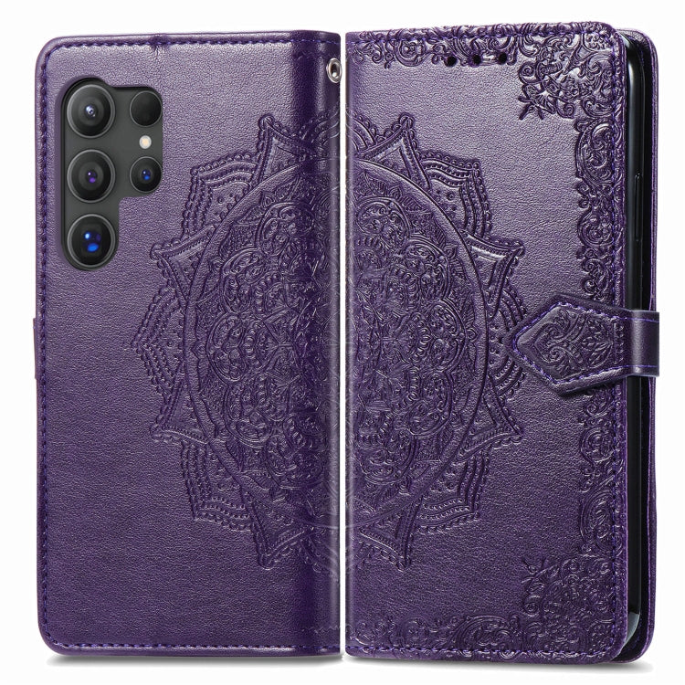 For Samsung Galaxy S25 Ultra 5G Mandala Flower Embossed Leather Phone Case(Purple) - Galaxy S25 Ultra 5G Cases by PMC Jewellery | Online Shopping South Africa | PMC Jewellery | Buy Now Pay Later Mobicred