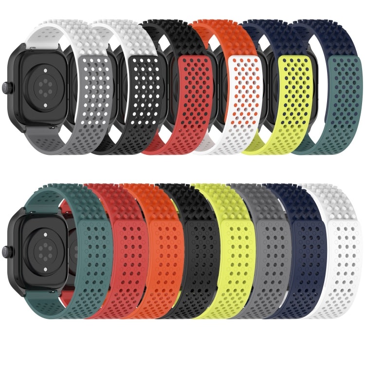 For Xiaomi Haylou RT2 LS10 22mm Holes Breathable 3D Dots Silicone Watch Band(Midnight Blue+Lime Green) - Watch Bands by PMC Jewellery | Online Shopping South Africa | PMC Jewellery