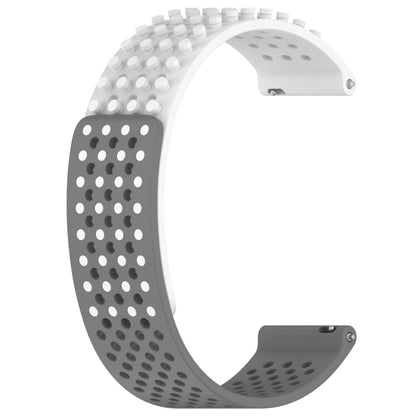 For Amazfit GTR 3 Pro 22mm Holes Breathable 3D Dots Silicone Watch Band(White+Grey) - Watch Bands by PMC Jewellery | Online Shopping South Africa | PMC Jewellery