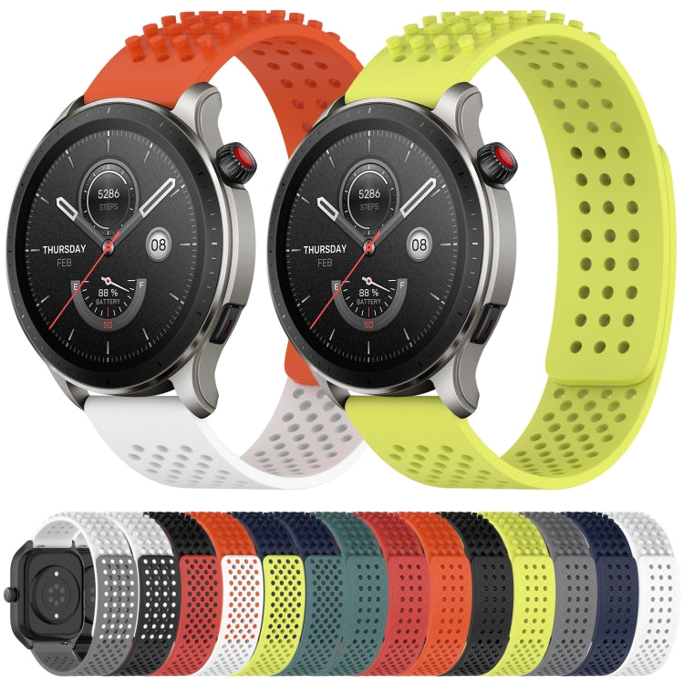 For Amazfit GTR 2e 22mm Holes Breathable 3D Dots Silicone Watch Band(White+Grey) - Watch Bands by PMC TechLife | Online Shopping South Africa | PMC TechLife