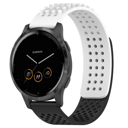 For Garmin Vivoactive 4 22mm Holes Breathable 3D Dots Silicone Watch Band(White+Black) - Watch Bands by PMC Jewellery | Online Shopping South Africa | PMC Jewellery
