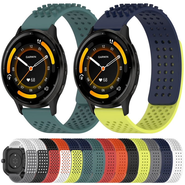 For Garmin Vivoactive 4 22mm Holes Breathable 3D Dots Silicone Watch Band(Orange+White) - Watch Bands by PMC Jewellery | Online Shopping South Africa | PMC Jewellery