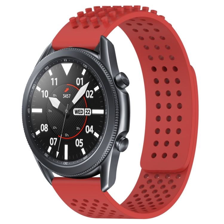 For Samsung Galaxy Watch3 45mm 22mm Holes Breathable 3D Dots Silicone Watch Band(Red) - Watch Bands by PMC Jewellery | Online Shopping South Africa | PMC Jewellery