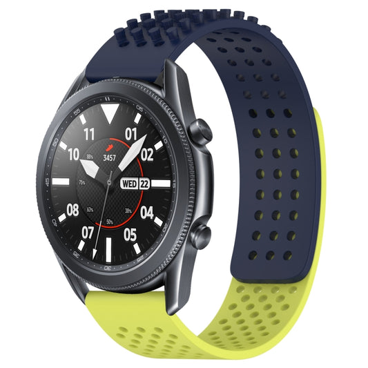 For Samsung Galaxy Watch3 45mm 22mm Holes Breathable 3D Dots Silicone Watch Band(Midnight Blue+Lime Green) - Watch Bands by PMC Jewellery | Online Shopping South Africa | PMC Jewellery