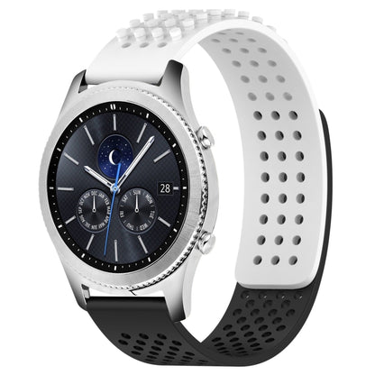 For Samsung Gear S3 Classic 22mm Holes Breathable 3D Dots Silicone Watch Band(White+Black) - Watch Bands by PMC Jewellery | Online Shopping South Africa | PMC Jewellery