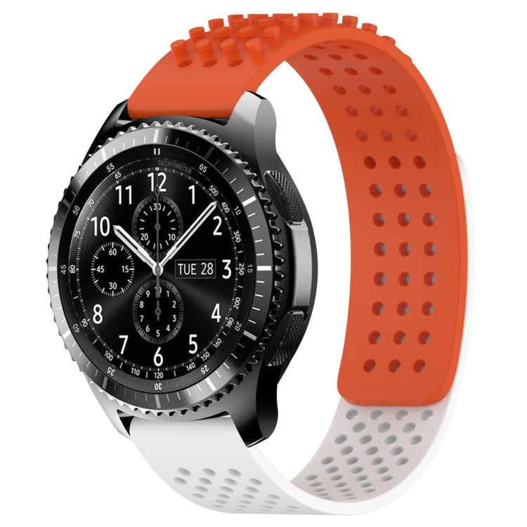 For Samsung Gear S3 Frontier 22mm Holes Breathable 3D Dots Silicone Watch Band(Orange+White) - Watch Bands by PMC Jewellery | Online Shopping South Africa | PMC Jewellery