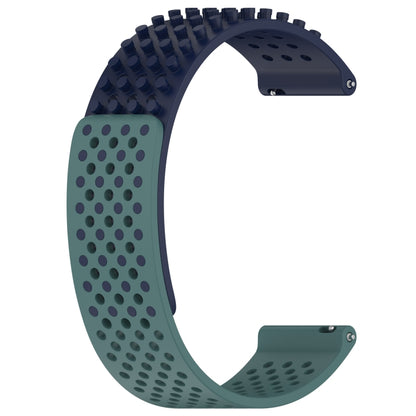 For SUUNTO 9 Peak Pro 22mm Holes Breathable 3D Dots Silicone Watch Band(Midnight Blue+Olive Green) -  by PMC Jewellery | Online Shopping South Africa | PMC Jewellery