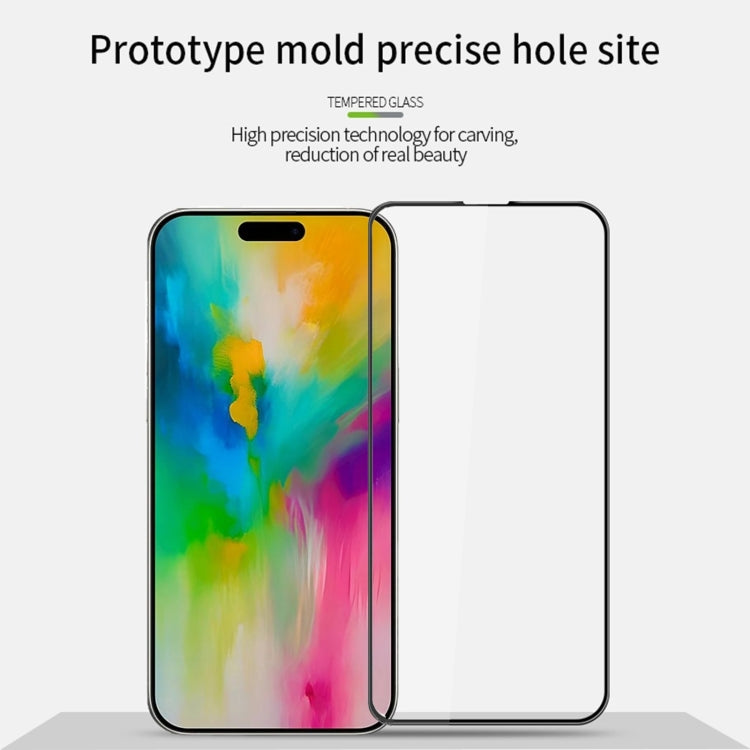 For iPhone 16 MOFI 9H 3D Explosion-proof Curved Screen Tempered Glass Film(Black) - iPhone 16 Tempered Glass by MOFI | Online Shopping South Africa | PMC TechLife | Buy Now Pay Later Mobicred