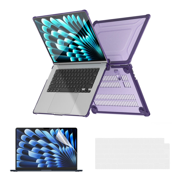 For MacBook Air 15.3 A2941/M3 2024 A3114 ENKAY Hat-Prince 3 in 1 Protective Bracket Case Cover Hard Shell with TPU Keyboard Film / PET Screen Protector, Version:EU(Purple) - MacBook Air Cases by ENKAY | Online Shopping South Africa | PMC Jewellery | Buy Now Pay Later Mobicred