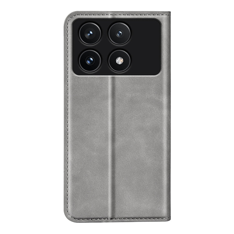 For Xiaomi Redmi K70 Retro-skin Magnetic Suction Leather Phone Case(Grey) - K70 Cases by PMC Jewellery | Online Shopping South Africa | PMC Jewellery | Buy Now Pay Later Mobicred