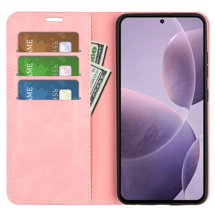 For Xiaomi Redmi K70 Retro-skin Magnetic Suction Leather Phone Case(Pink) - K70 Cases by PMC Jewellery | Online Shopping South Africa | PMC Jewellery | Buy Now Pay Later Mobicred