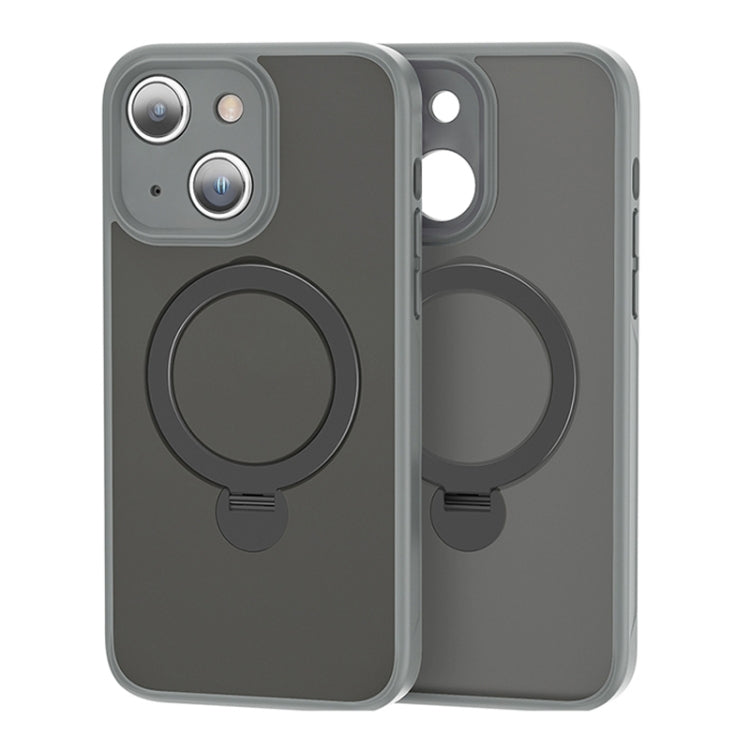 For iPhone 15 360 Magsafe Ring Holder TPU Hybrid PC Phone Case(Grey) - iPhone 15 Cases by PMC TechLife | Online Shopping South Africa | PMC TechLife