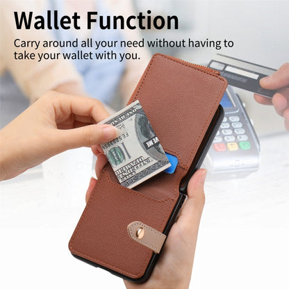 For OPPO Find N3 Flip Vertical Flip Zipper Wallet Ring Leather Phone Case(Brown) - Find N3 Flip Cases by PMC Jewellery | Online Shopping South Africa | PMC Jewellery