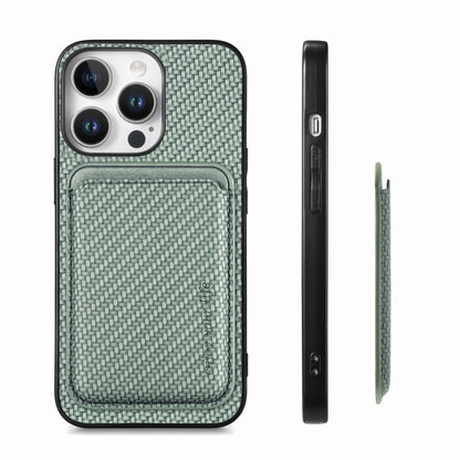 For iPhone 16 Pro Carbon Fiber Leather Card Magsafe Phone Case(Green) - iPhone 16 Pro Cases by PMC Jewellery | Online Shopping South Africa | PMC Jewellery | Buy Now Pay Later Mobicred