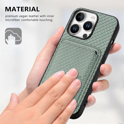 For iPhone 16 Pro Carbon Fiber Leather Card Magsafe Phone Case(Green) - iPhone 16 Pro Cases by PMC Jewellery | Online Shopping South Africa | PMC Jewellery | Buy Now Pay Later Mobicred