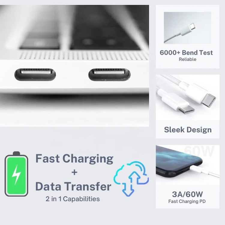 XJ-97 60W 3A USB-C / Type-C to Type-C Fast Charging Data Cable, Cable Length:0.3m - USB-C & Type-C Cable by PMC TechLife | Online Shopping South Africa | PMC TechLife | Buy Now Pay Later Mobicred