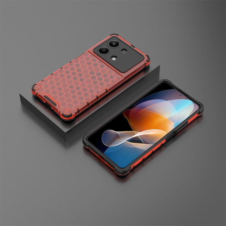 For Redmi Note 13R Pro Shockproof Honeycomb Phone Case(Red) - Xiaomi Cases by PMC TechLife | Online Shopping South Africa | PMC TechLife | Buy Now Pay Later Mobicred