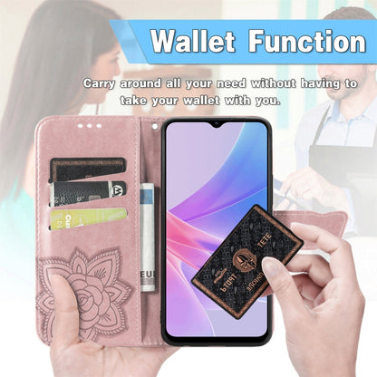 For OPPO A58 4G Butterfly Love Flower Embossed Leather Phone Case(Pink) - OPPO Cases by PMC Jewellery | Online Shopping South Africa | PMC Jewellery | Buy Now Pay Later Mobicred