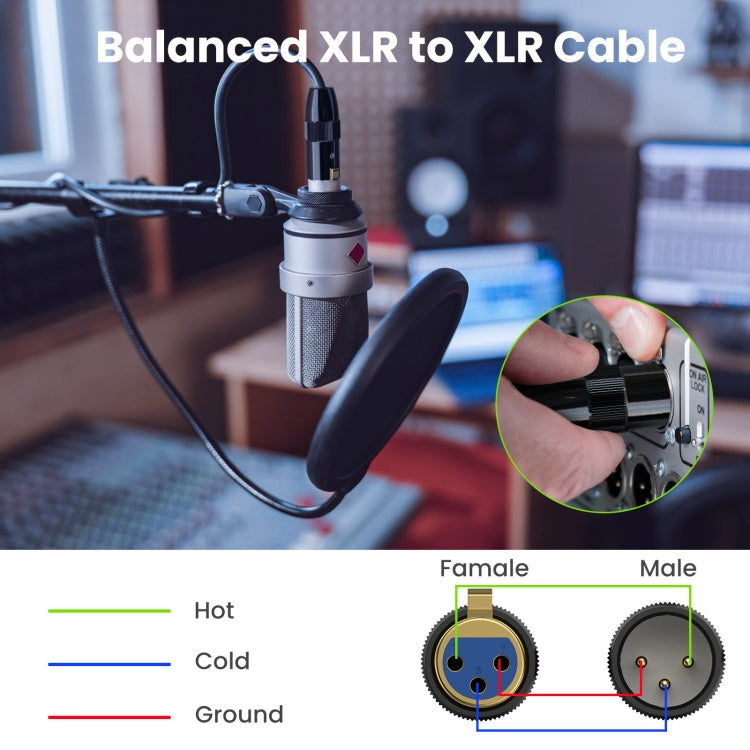 JUNSUNMAY XLR Male to Female Mic Cord 3 Pin Audio Cable Balanced Shielded Cable, Length:15m - Microphone Audio Cable & Connector by JUNSUNMAY | Online Shopping South Africa | PMC Jewellery | Buy Now Pay Later Mobicred