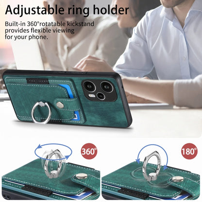 For Xiaomi Poco F5 Retro Skin-feel Ring Card Wallet Phone Case(Green) - Xiaomi Cases by PMC Jewellery | Online Shopping South Africa | PMC Jewellery