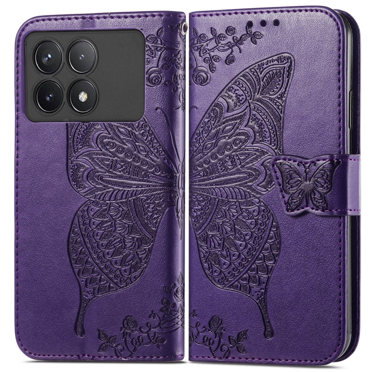 For Xiaomi Redmi K70 Butterfly Love Flower Embossed Leather Phone Case(Dark Purple) - K70 Cases by PMC Jewellery | Online Shopping South Africa | PMC Jewellery | Buy Now Pay Later Mobicred