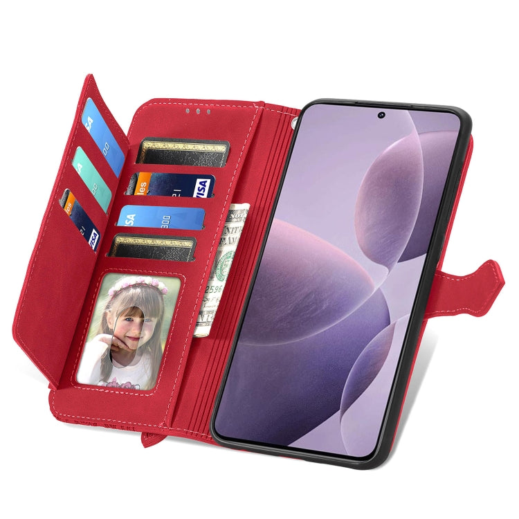 For Xiaomi Redmi K70 Embossed Flower Zipper Leather Phone Case(Red) - K70 Cases by PMC Jewellery | Online Shopping South Africa | PMC Jewellery | Buy Now Pay Later Mobicred