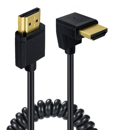 JUNSUNMAY 4K 60Hz HDMI Male to Male HDMI 2.0V Elbow Head Spring Cable, Length:1.2m(Down) - Cable by JUNSUNMAY | Online Shopping South Africa | PMC Jewellery | Buy Now Pay Later Mobicred