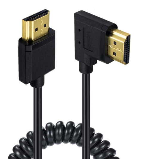 JUNSUNMAY 4K 60Hz HDMI Male to Male HDMI 2.0V Elbow Head Spring Cable, Length:1.2m(Right) - Cable by JUNSUNMAY | Online Shopping South Africa | PMC Jewellery | Buy Now Pay Later Mobicred