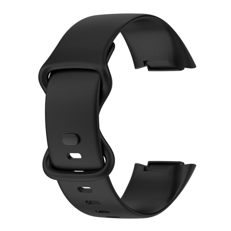 For Fitbit Charge 6 Solid Color Butterfly Buckle Silicone Watch Band, Size:L Size(Black) - Watch Bands by PMC TechLife | Online Shopping South Africa | PMC TechLife | Buy Now Pay Later Mobicred