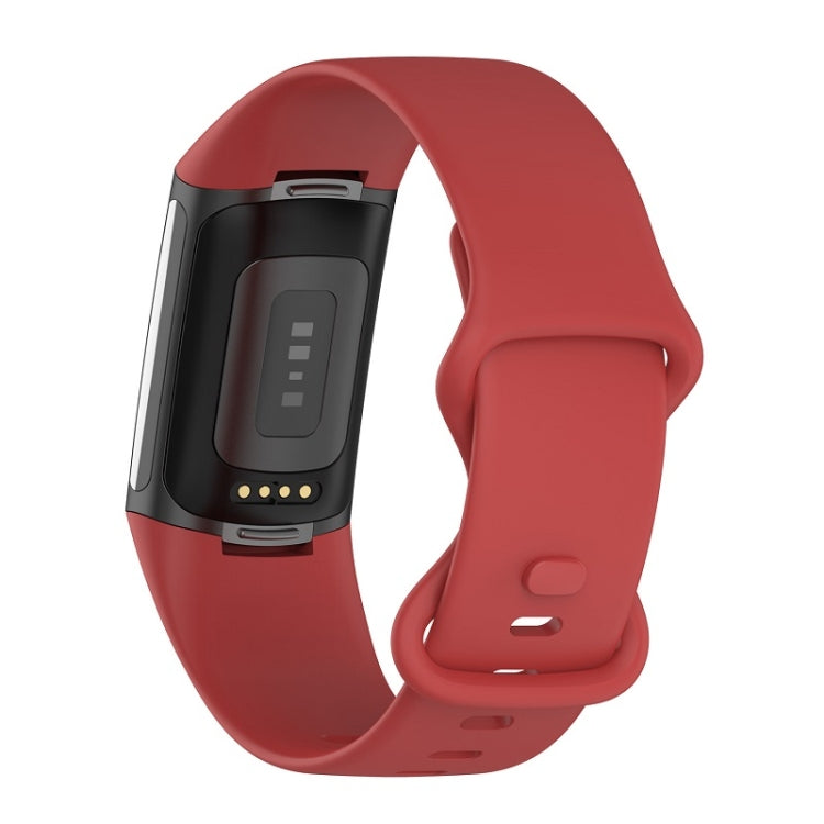 For Fitbit Charge 6 Solid Color Butterfly Buckle Silicone Watch Band, Size:L Size(Red) - Watch Bands by PMC TechLife | Online Shopping South Africa | PMC TechLife | Buy Now Pay Later Mobicred